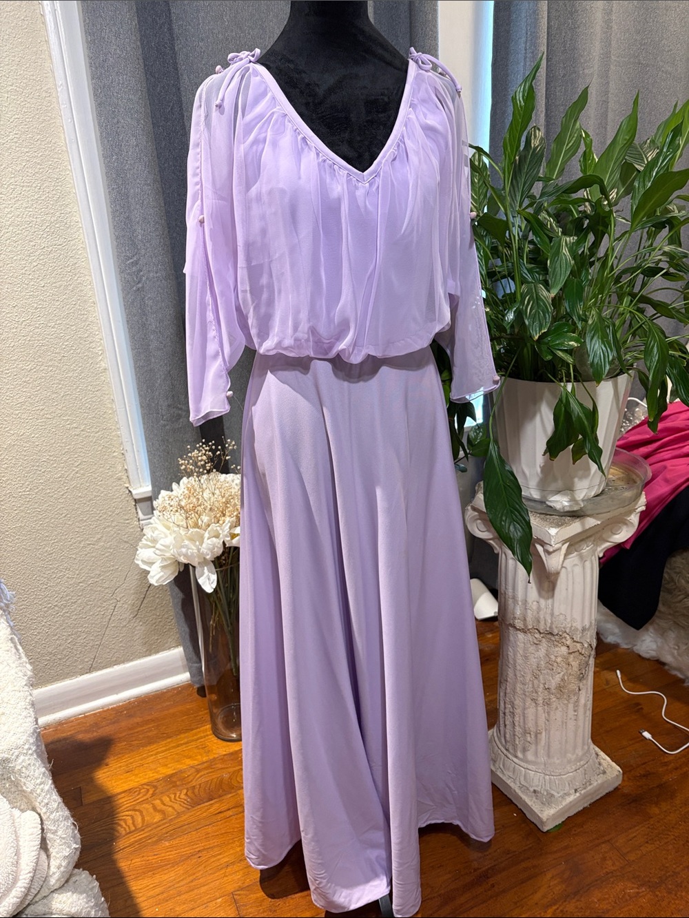 Lilac V-Neck Flowing Maxi Dress Bridesmaid Dress